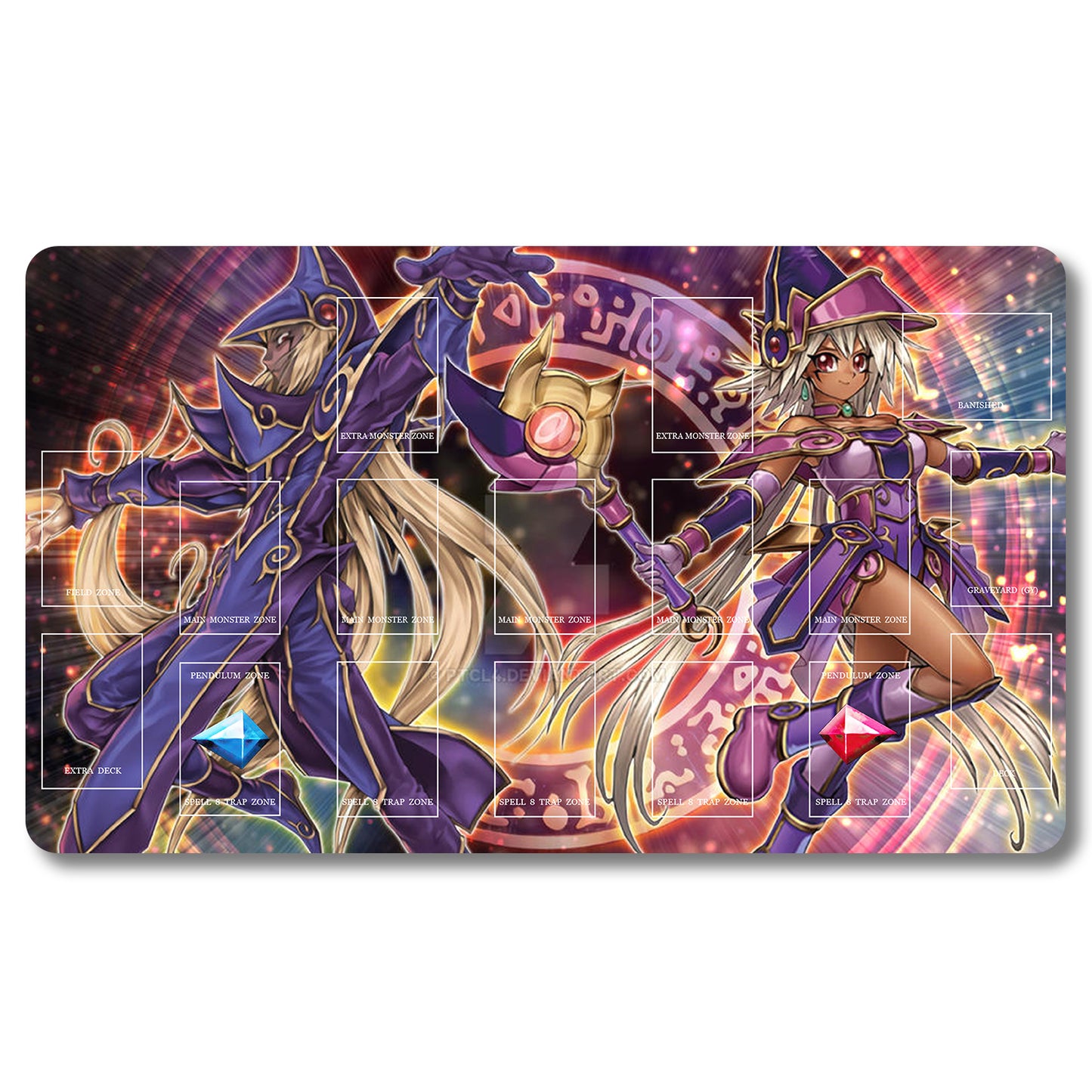 YUGIOH Dark Magician Girl Playmat - Yugioh Size 23.6X13.7in Play mats Compatible for TCG OCG CCG Trading Card Game